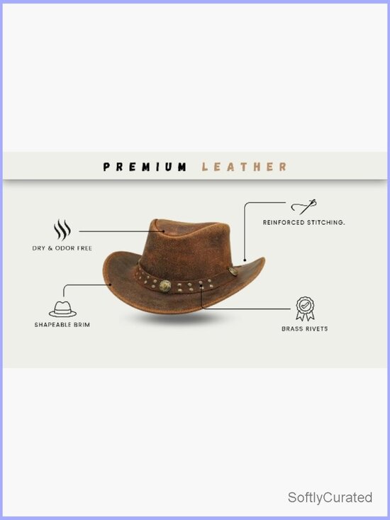 Genuine Suede Leather Cowboy Hat Wide Brim Shapeable Unisex Adult